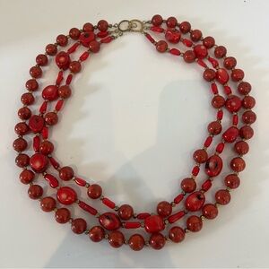 Screen-Worn Triple Strand Red Beaded Necklace | Interview With the Vampire